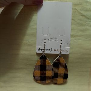 Yellow and Black Plaid Earrings